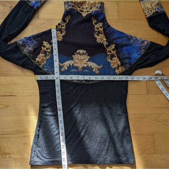 Green apple royal core barocco gold and blue grey shirt Small @B5 - Picture 7 of 8